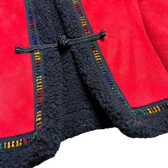 Wooly Bully Faux Suede Red Sherpa Vest Size Medium - Picture 8 of 10